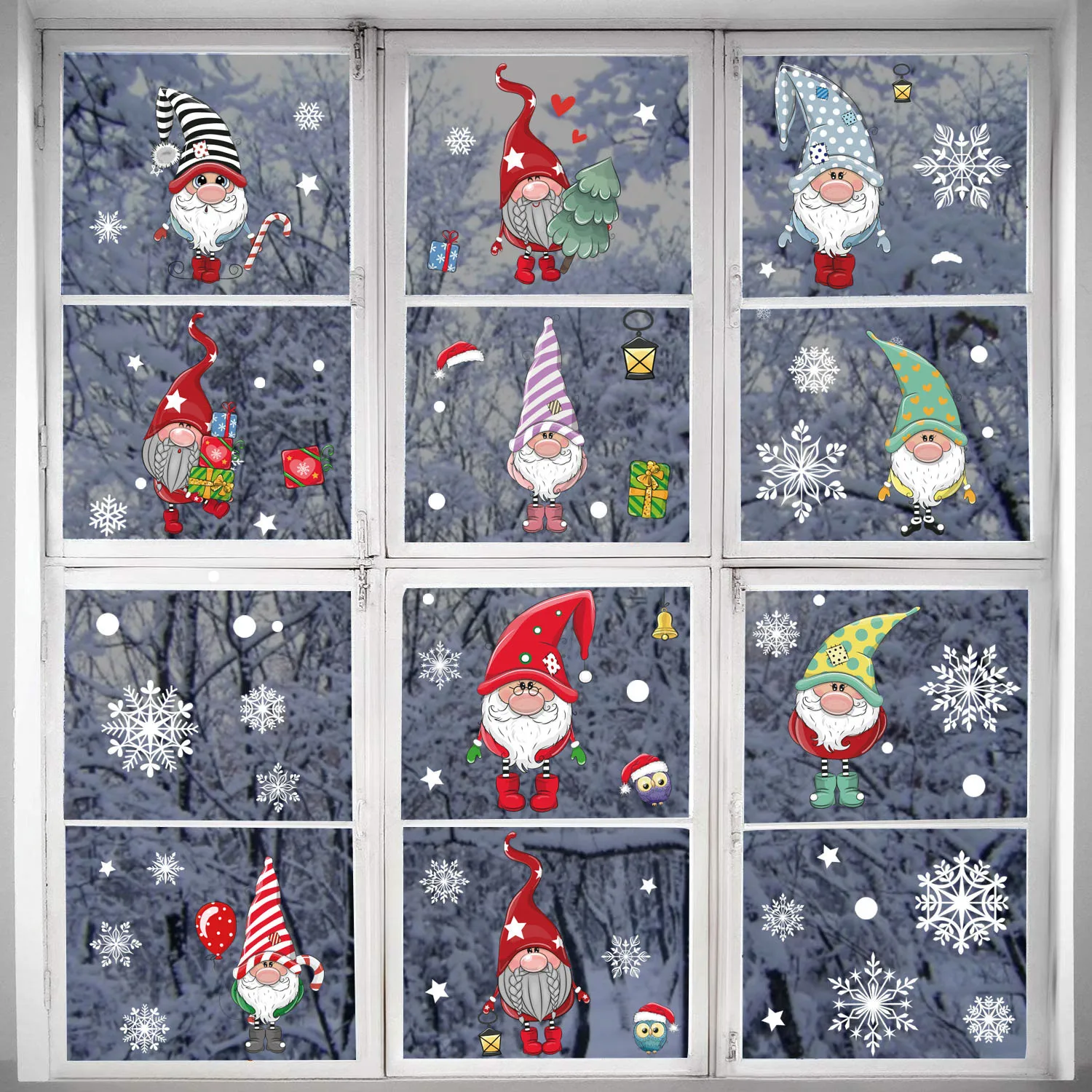 House Home New Year 4 Pcs Set Christmas Stickers Santa Claus Elk Shopping Mall D - £20.09 GBP