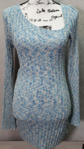 Zara Sweater Dress Women&#39;s Small Blue Long Sleeve Asymmetrical Neck Side Button - £21.78 GBP
