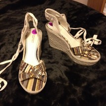 Esprit Gwyneth Women&#39;s Shoes Cotton/Linen Wedges Sandals Shoe Size 8.5 Nwob - $28.71