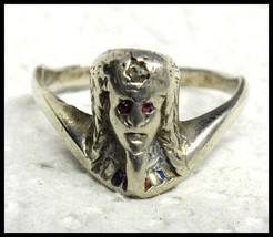 Original 1920s Vintage Egyptian Pharaoh Sterling Silver Ring  - £31.97 GBP