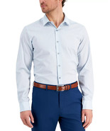 Alfani Men&#39;s Light Blue Striped  Slim Fit Dress Shirt cotton Blend M-L-X... - £20.27 GBP