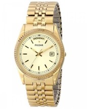 NEW* Pulsar Men&#39;s PVM004 Gold Color Watch Day/Date MSRP $125! - £100.22 GBP