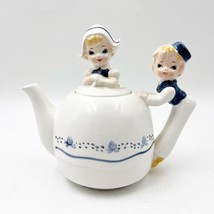 Vintage ENESCO Teapot Little Dutch Girl & Boy  With Sticker Label - $34.99