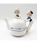 Vintage ENESCO Teapot Little Dutch Girl &amp; Boy  With Sticker Label - £27.53 GBP