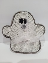 Halloween Ghost Beaded Drink Coasters Home Decor Set of 4 - £17.40 GBP