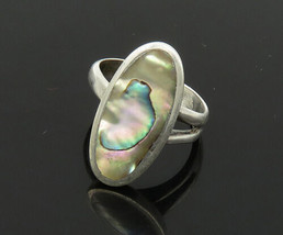 925 Silver  Vintage Abalone Shell Oblong Adjustable Cocktail Ring Sz 8 R... - $859.39 MXN