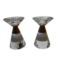 Swarovski Faceted Crystal Colonna Medium 4” Candle Holders Set Of 2 - $138.71