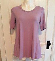 S Lavender Purple Short Sleeve Knit Top Logo By Lori Goldstein Pockets Short Slv - £21.06 GBP