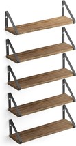 Five Natural Burned Small Bookshelves In Ponza Wood Floating Shelves For Wall - £38.29 GBP