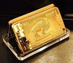 Gold Bar American Buffalo 1 Troy Ounce 100 mills .999 Fine Gold Clad w/case - $280.42 MXN