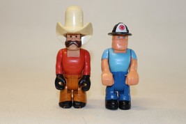 Lot of 2 Fisher Price Husky Helpers Figures Cowboy &amp; Construction Worker - £7.73 GBP