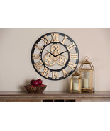 Alma Industrial Style Black and Distressed Brown Wall Clock  - €48,20 EUR