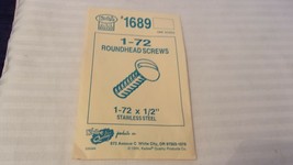 HO Scale Kadee 1-72 Roundhead Screws 1-72x1/2&quot;  #1689, BNOS package of 12 - £11.99 GBP