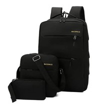 2019 USB Charging Canvas Backpack 3 Pcs/set Women School Backpa Schoolbag For Te - £117.18 GBP