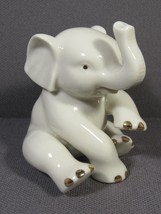 Lenox Elephant Small Figurine Ivory &amp; Gold Porcelain 2 x 2.5&quot; - £10.20 GBP