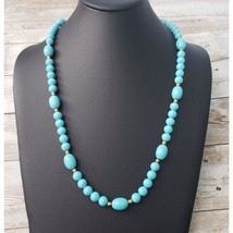 Vintage Necklace Beautiful Light Blue / Turquoise Tone &amp; Gold Tone - £11.99 GBP