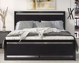 With A Contemporary Wooden Headboard, A Heavy-Duty Platform Metal Bed Fr... - £172.58 GBP