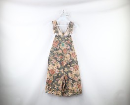 NOS Vintage 90s Streetwear Womens Small Flower Denim Jean Overalls Short... - £154.76 GBP