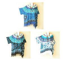 DG25 Abstract Batik Kimono Plus VNeck Caftan Kaftan Tunic Blouse Top - u... - £19.90 GBP