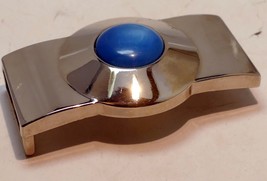 Silver Tone Belt Buckle 4X7cm  blue center - €11,20 EUR