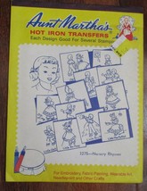Aunt Martha&#39;s Hot Iron Transfers Nursery Rhymes #3275 - $5.93