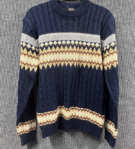 VTG 90&#39;s JC Penney Classic The Men&#39;s Shop Blue Sweater Medium Cable Knit... - £30.83 GBP