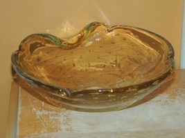 Art Glass Bowl/Dish Yellow 6.5&quot; bullicante biomorphic Barovier &amp; Toso? M... - $16.19