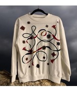 Grannycore Sweatshirt Women’s L Distressed Western Floral Festive Grandm... - $25.71 CAD