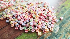 50 Letter Beads Alphabet Beads Acrylic Assorted Lot BULK Beads Wholesale - $4.27