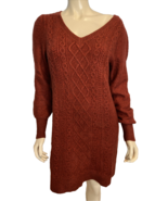 Loft Rust V Neck Long Sleeve Cable Knit Sweater Dress Size XS - $51.88 CAD Loft Rust V Neck Long Sleeve Cable Knit Sweater Dress Size XS - $51.88 CAD