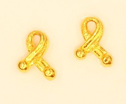 18k gold ribbon earring #b8 - £90.38 GBP