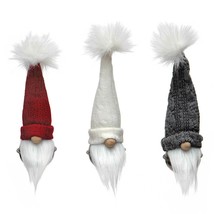 Gnome R8617 Jingle Bell Body Ornament Wood Nose White Beard 8.5&quot; H Set of 3 - £30.59 GBP
