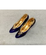 Limoges France Miniature Cobalt Blue Shoes W/ Gold Trim - $14.60