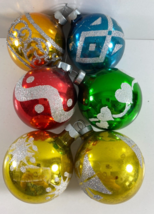 Vintage Lot 6 RAUCH Made in USA Glitter Glass Christmas Ball Ornaments - £23.66 GBP