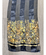 1980s Black Striped w Brown Tiger Design Scarf 57 long x 13 Wide Animal ... - $22.90 CAD