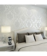 Q Qihang Dawei 3D Luxury Damask Pearl Powder Non-Woven Wallpaper Roll Fo... - $56.98