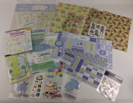 Scrapbook Lot Baby Boy Stickers 12x12 Pages Embellishments Cut Outs 3D L... - £32.81 GBP
