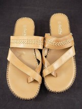 WOMENS CORAL BAY SLIP ON SANDALS Brown Leather 8 1/2 Medium Woven Design - $14.84