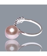 Leaf Band 10mm Natural Purple Pink Round Edison Cultured Pearl Ring Size 8 - $71.53