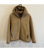 LANDS END Camel Colored Sherpa Hooded Shacket Jacket Size L 14/16 Worn Once - $29.69
