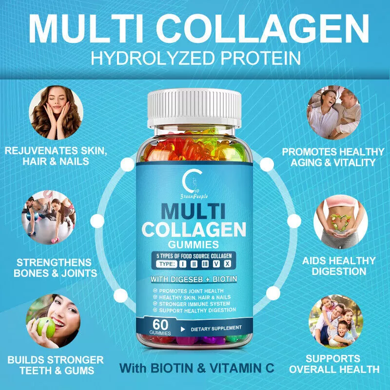 60 Supplement Collagen Vitamin Gummies for Hair, Skin &amp; Nails, Premium Collagen  - £24.03 GBP