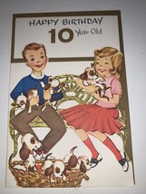 VINTAGE 1960’s Happy Birthday 10 Year Old Card Puppy Dog - $5.88