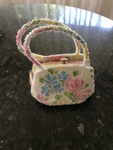 Vintage - &quot;WALBORG&quot; - BEADED Handbag - White with Pastel Flowers -New With Tags! - £94.67 GBP