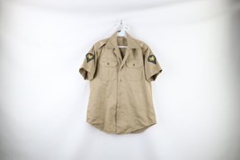 Vtg 70s Vietnam Era Mens S E4 Specialist Short Sleeve Utility Shirt Khaki USA - £38.62 GBP