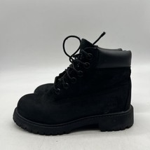 Timberland 12707 Boys Black Suede Round Toe  Lace Up Ankle Boots Size 13 - $25.73