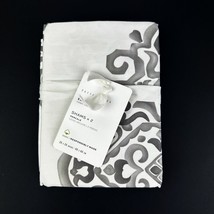 NEW [2] Pottery Barn Asher Medallion Organic Cotton Percale EURO Shams Gray - $108.90