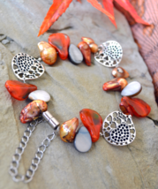 Gemstone bracelet, Pearls Bracelet, Shell Bracelet, Glass Beads Bracelet, B96 - £18.37 GBP