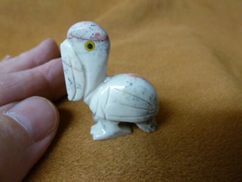 (Y-BIR-PE-12) WHITE PELICAN carving Figurine soapstone Peru I love pelicans - $8.59