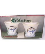 Celebrations Hand Painted Snowman Votive Glassware with Candles 3&quot; NIB S... - £10.26 GBP