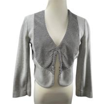 Monrow Gray Striped Inlay Mixed Patterns Cropped Knit Jacket Size M - £11.66 GBP